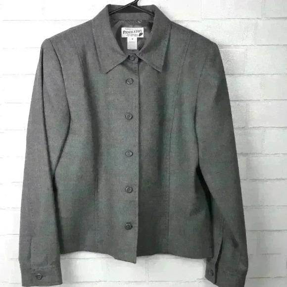 Vintage Pendleton 100% Virgin Wool Grey Blazer Jacket - Picture 1 of 7